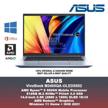 Asus VivoBook M3400QA-OLEDS552 Ryzen 5-5600H-8GB-SSD 512GB Solar Silver