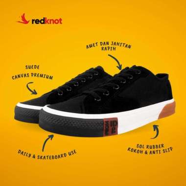 Redknot Melvin Hijau Army | Sepatu Sneakers Pria | Sepatu Skateboard 43 Hitam