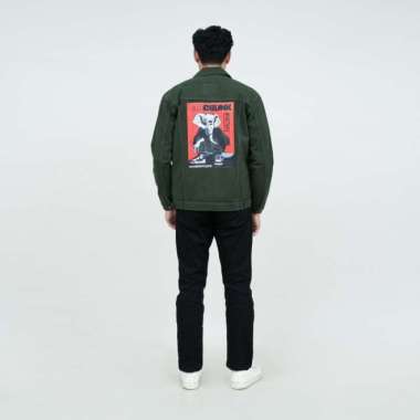 Houseofcuff Jaket Jeans Pria Motif Crunk Jaket Denim Hijau Tua L