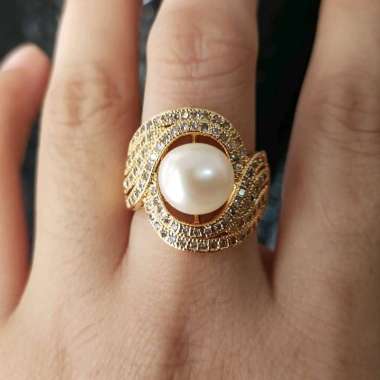 Cincin Zircon Motif Ombak Mutiara Air Tawar