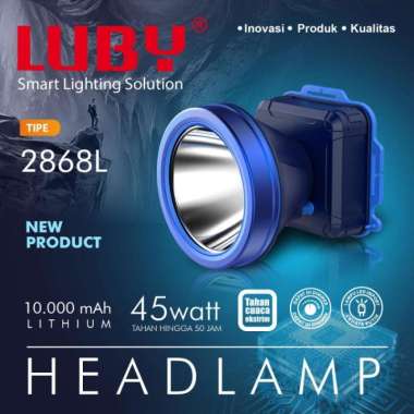 Luby Senter Kepala LED Super Terang Lithium L 2868L LAMPU PUTIH 45Watt - Putih BEST SELLER Semua Uku