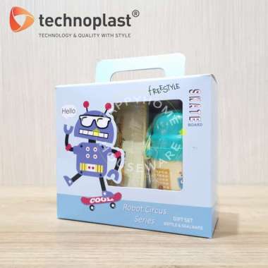 Technoplast Paket Gift Set SCHOOL Robot Circus Lunch Box & Botol Air Kuning