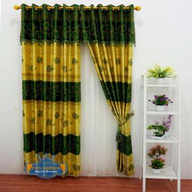 Gorden Prada, Gorden Jendela, Gorden Pintu Motif Tulip C1033 Merah Bata