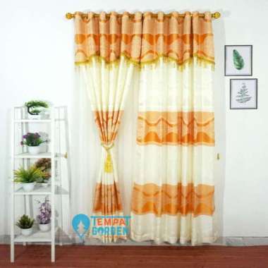 Gorden Prada, Gorden Jendela, Gorden Pintu Motif Batik Soft Orange
