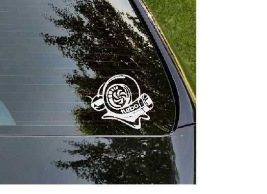 Stiker Turbo Snail Siput Ngebut Laptop Helm HP Motor Mobil Cutting Putih