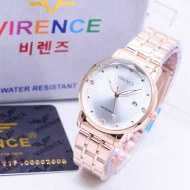 Jam Tangan Virence Wanita Original Strap Stainless Steel Tanggal Aktif Free Box dan Garansi V87234 R