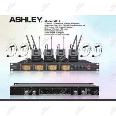 Mic Microphone Wireless ASHLEY M114 4 Clip On 4 Headset ORIGINAL