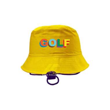 Topi Bucket Hat anak sablon GOLF/Topi Bucket Anak Golf Kuning