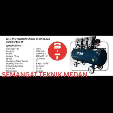 OL1390SS2-100 COMPRESSOR KOMPRESOR OILLESS SUPER SPEED 100 LITER IZUMI