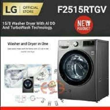 MESIN CUCI FRONT LOADING LG INVERTER 15KG + DRAYER 8KG - F2515RTGV