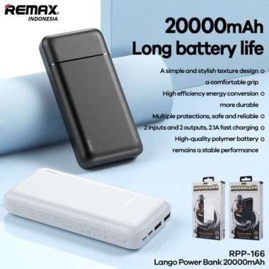 Remax Lango Power Bank 20000mAh RPP-166 new original - Hitam Hitam