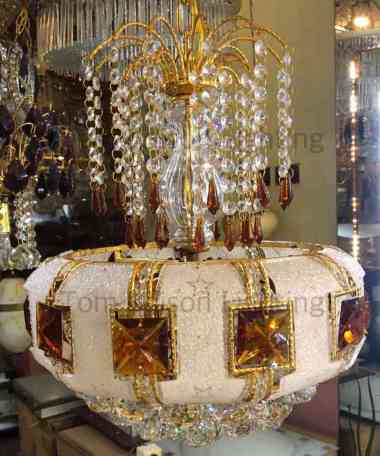 1505. Lampu Gantung Kristal Model Crone Air Mancur Cumi Crystal