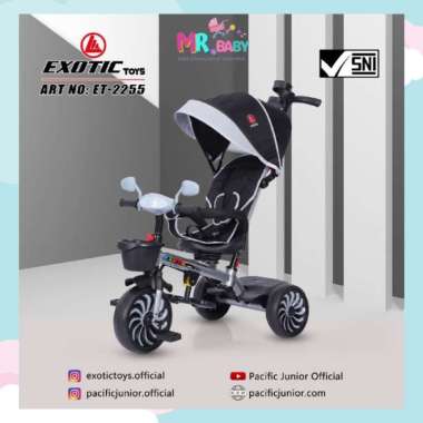 Kado Ultah Sepeda Anak Roda Tiga Tricycle Stroller Exotic ET 2255 Hitam