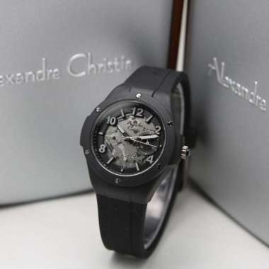 Jam Tangan Wanita Alexandre Christie AC2A02BF Passion Rubber Strap Black Lis Silver
