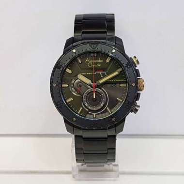 Alexandre Christie AC6627MC Sport Jam Tangan Pria Stainless Steel Black Lis Gold