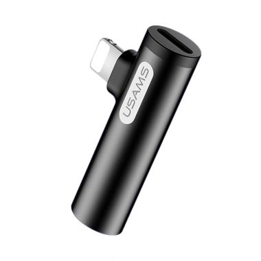 USAMS Adapter - Lightning to Lightning + 3.5mm Audio - Black