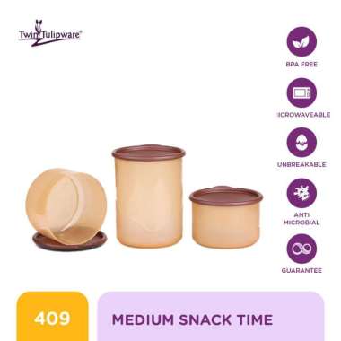 Toples Makanan Twin Tulipware Medium Snack Time Golden Lady