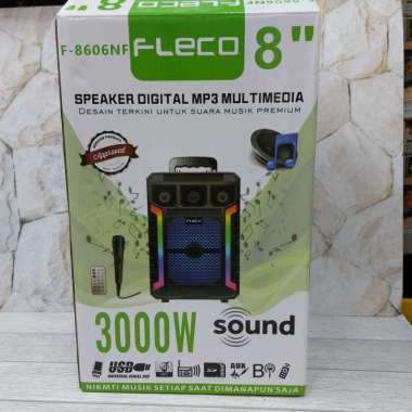 Speaker Portable Bluetooth Free Mic 3000W 8" Fleco F 8606NF ORIGINAL