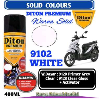 9102 WHITE DITON PREMIUM WHITE 400cc Cat Semprot Pylox Pilok Pylok / Pilok Diton / Cat Aerosol / Cat Diton / Diton Premium