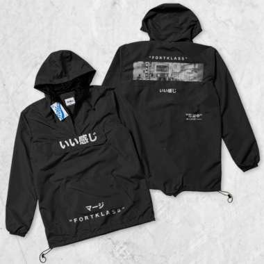 FortKlass Pullover Goodvibes Polos Jaket Pria Jaket Parasut Unisex HITAM XXL