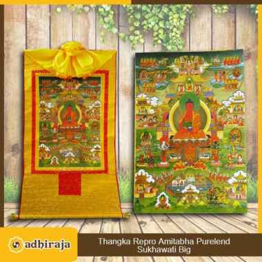 Thangka Repro / Lukisan Buddha Tantrayana Amitabha Pureland Sukhavati