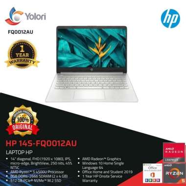 HP 14S-FQ0012AU R5-4500U 8GB 512GB AMD Radeon Window 10 OHS 2019