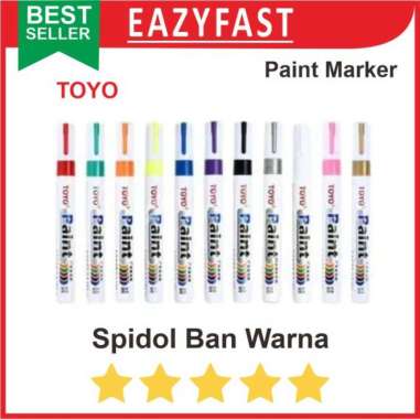 Spidol Ban Permanent Toyo Paint Marker Pen Putih Warna Warni QC Besi Coklat