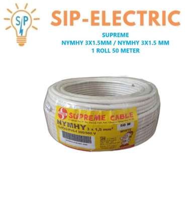 KABEL SUPREME NYMHY 3X1.5 MM PUTIH SERABUT 3X1,5 MM 1 ROLL 50 METER