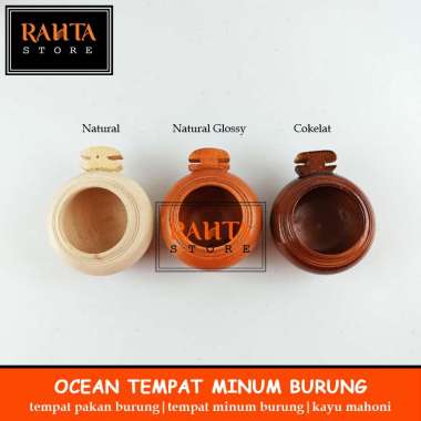 KT49- Rahta Cepuk Kayu Tempat Pakan Burung/Cepuk Cantel Gerabah mangkuk kayu Natural Kayu