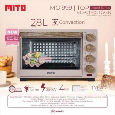 MITO MITOCHIBA OVEN LISTRIK MO 999/MO-999 28 LITER WOOD SERRIES TERBARU 350 Watt HITAM