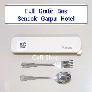 Paket Custom Grafir Sendok Garpu Stainless Hotel Box Plastik Nama Logo / sendok garpu set box custom