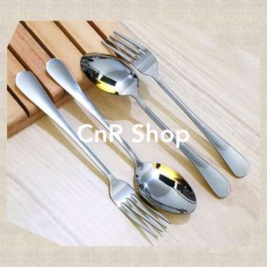 Sendok Garpu Makan Stainless Tebal / sendok Hotel Cafe Dinner Spoon Grafir SENDOK POLOS 20.5cm