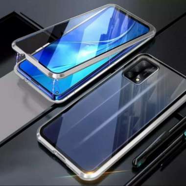 CASE MAGNET OPPO A74 DUOBLE GLASS DEPAN BELKANG FULL COVER GLASS ORI Putih