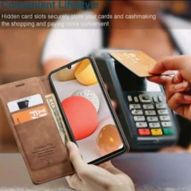 FLIP CASE CASEME SAMSUNG A03s FLIP CASE DOMPET KULIT ORIGINAL Cokelat