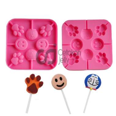 Cetakan Jelly Cetakan Silikon Coklat Permen Jelly Karakter Kucing Ajaib Paw Smile Lolipop