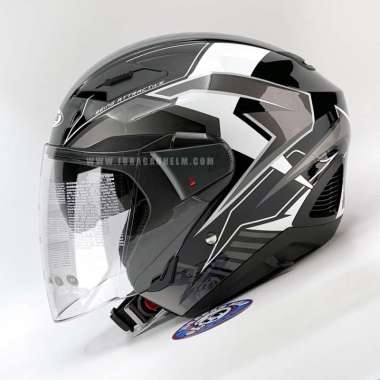Zeus ZS-611 TT29 Black/Silver Half Face Double Visor L