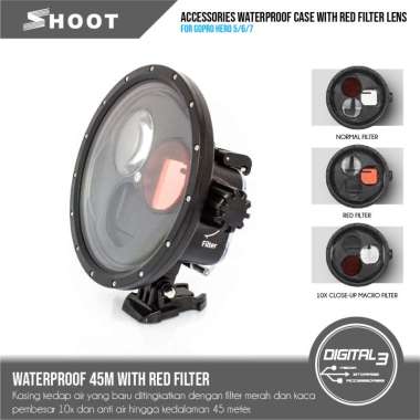 DIve Housing Waterproof Case Anti Air Red Macro Filters Gopro Hero 5 6 7 Black