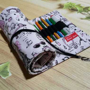 Tempat Pensil Handmade/Roll Pencil Case/Tempat Pensil Gulung Unik Multicolor