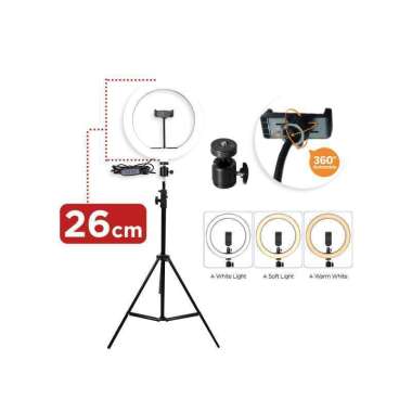 Ring Light Tripod Mini Lampu Tripot Ringlight Selfie Liger Black