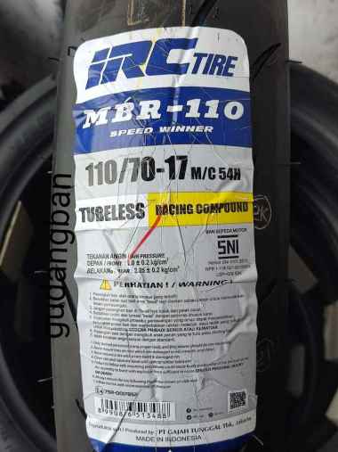 IRC MBR110 110 70 17 Speed Winner Soft Compound Ban Motor Tubeless