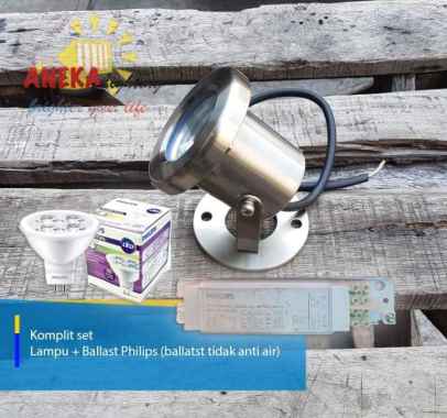 Lampu kolam / lampu taman stainless 316 waterproof spotlight +12V 5W philips