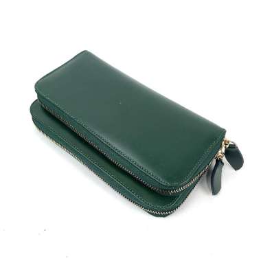 Dompet Wanita Dua Resleting Bahan Kulit Asli Garut full kulit Terbaru Hijau
