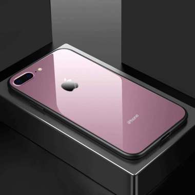 Tempered Glass Case Iphone 8 Premium Soft Hard Casing Kaca Hitam