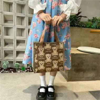 TAS HANDBAG WANITA FASHION KOREA IMPORT 0163 TERBARU MODEL GROSIRAN BROWN TEDDY