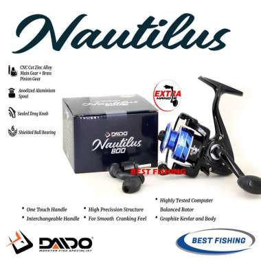 REEL DAIDO NAUTILUS 6 BEARING GRATIS HANDLE UKURAN 800 SAMPAI 6000 4000,SILVER