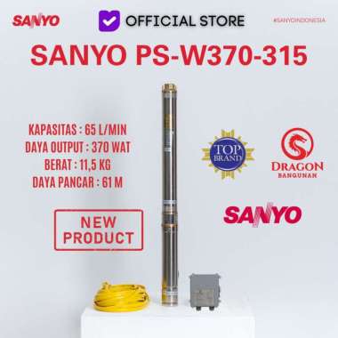 Pompa Air Sanyo PSW 370-315 0,5 HP + Kabel 30M - Sanyo Satelit Submersible Pump