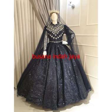Baju pakaian gaun pengantin busana pernikahan wanita gown dress wedding dress mekar premium muslim p