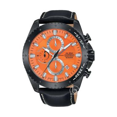 Alba Activ Chronograph Quartz Jam Tangan Pria [AM.X13643] Black Orange
