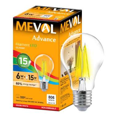 MEVAL Lampu Hias LED Filament 6W - E27 - Kuning MEVAL