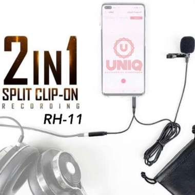 Microphone Mic Clip On 2 in 1 Jack 3.5mm Splitter Headset Rhimoa RH11